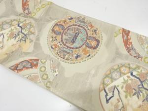 アンティーク　南蛮船に花模様織り出し袋帯（材料）